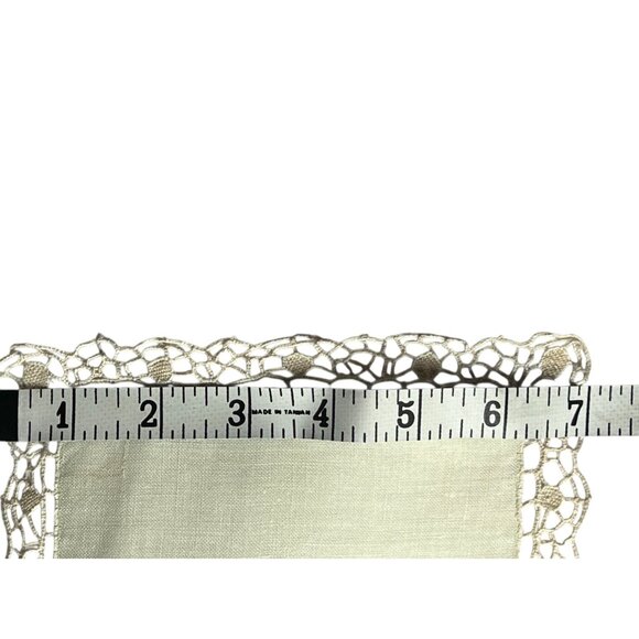 Set Of 10 Pale Yellow Linen & Crochet Doilies 7" X 5.5" Table Decor Wedding - Picture 7 of 13